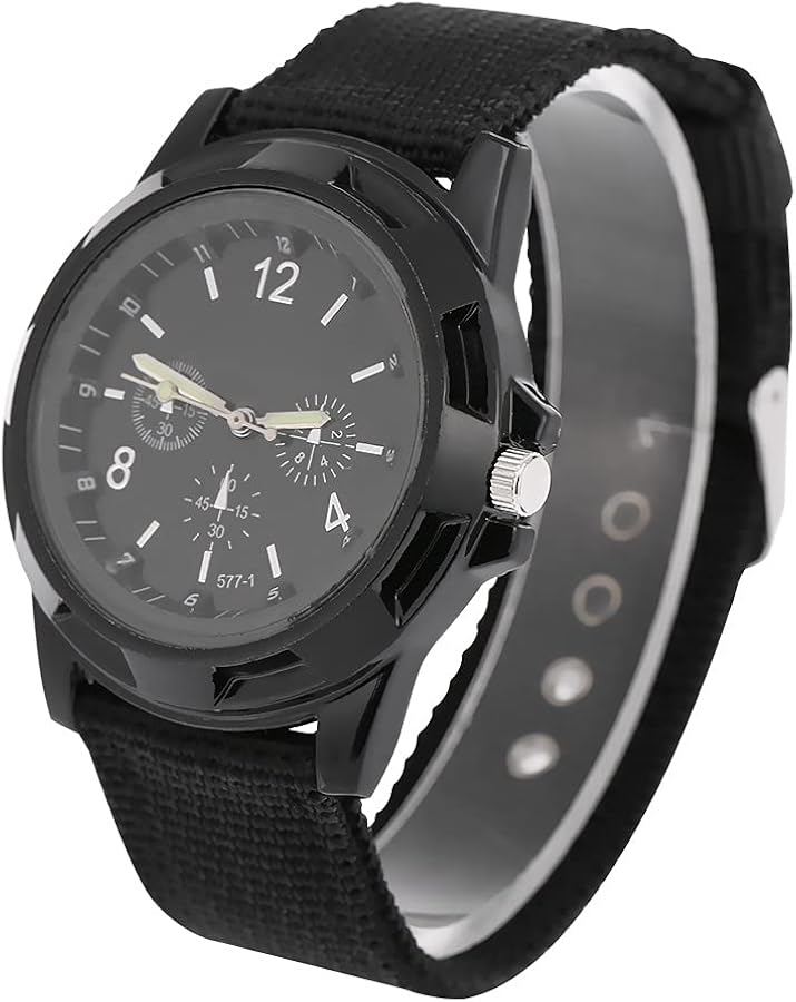 YUYTE Reloj de Pulsera, Relojes Redondos Analógicos Electrónicos, Correa de Nailon Duradera Adecuada para Uso Diario, Movimiento Electrónico Que Garantiza un Cronometraje Preciso Y Fácil(Negro)