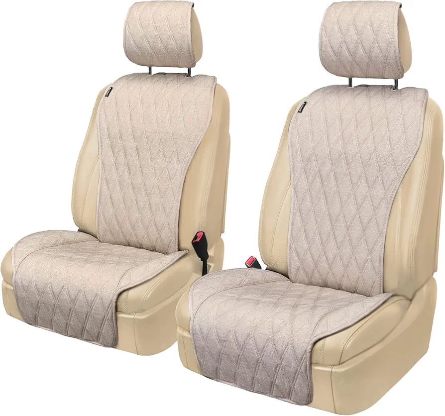 Leader Accessories 2PCS Fundas de Asiento Antideslizantes de Ropa de Coche Delanteras universales, Fundas Delanteras Suaves y Transpirables para Coches, Furgonetas, SUV, Camiones, Beige