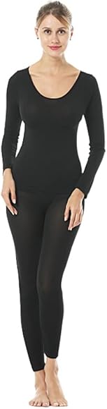 HSAJS Conjuntos Ropa Interior Termica Mujer Camiseta Manga Larga Pantalón Termico Transpirable cálida y de Secado rápido Conjuntos Térmicos antibacteriana y Flexible Interior Invierno Esqui Montaña