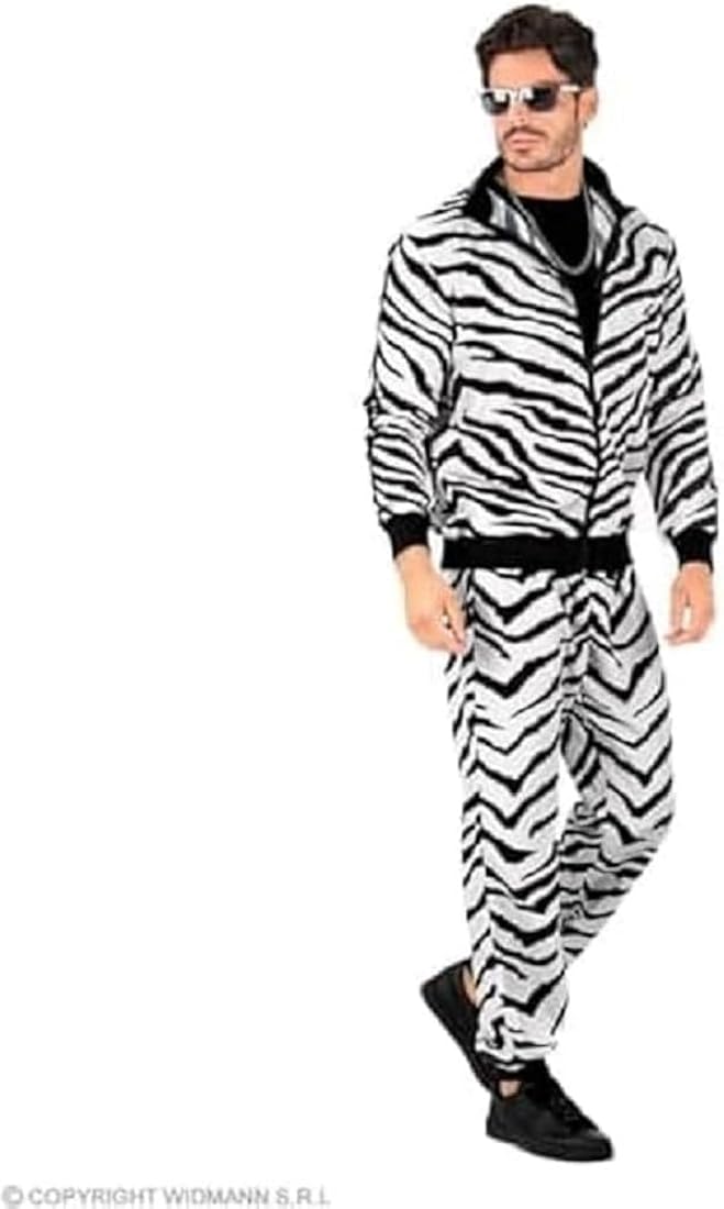 W WIDMANN - chándal de disfraces, cebra patrón animal, animal print, 80s traje, jogging traje, mal gusto traje, disfraces
