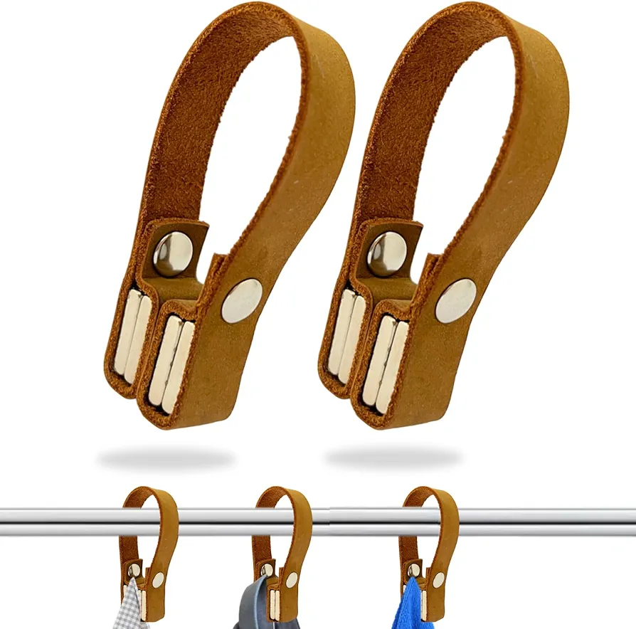 Pack 2 Colgador Magnético - Resistente 2KGToallas Baño y Paños cocina. Imanes Neodimio Potentes. Ganchos magnéticos Colgador de Piel Flexible. Perchas ropa Multiusos. Accesorios Baño Hogar y Cocina.