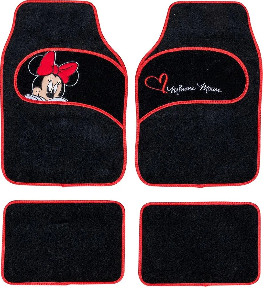 Disney Minnie Alfombrillas de moqueta universales Coche Rojo Negro