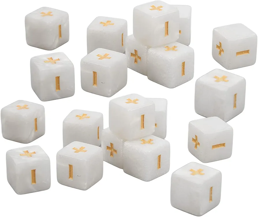 Juego de dados de matemáticas, 20 unidades, matemáticas plus, 16 mm, juego de cálculo de matemáticas para la educación infantil (blanco) ajedrez, deportes de ocio