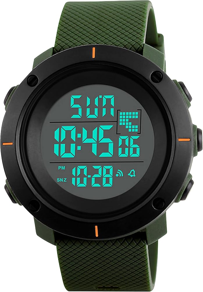 kieyeeno Relojes Digital para Hombres Deportivo a Prueba de Agua 50M, Reloj Militar Negro de Gran Cara LED Relojes de Pulsera con Alarma Cronómetro Regresiva 12 / 24H para Hombre