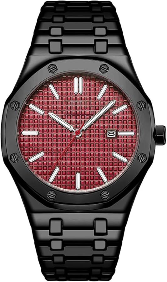 Tevimpeya Reloj de cuarzo para hombre, correa ajustable, resistente al agua, luminoso, 3 ATM, correa negra y blanca