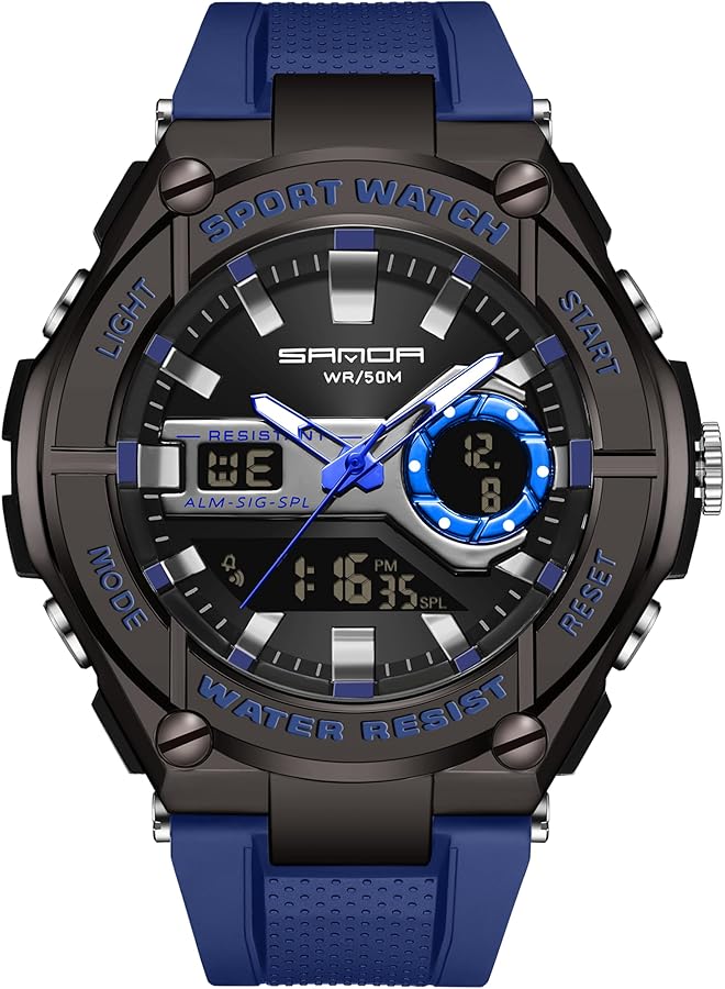 findtime Relojes digitales para hombre, deportivo, 5 ATM, resistente al agua, cuenta regresiva militar, retroiluminación LED, reloj de pulsera, cronómetro, alarma, reloj electrónico táctico