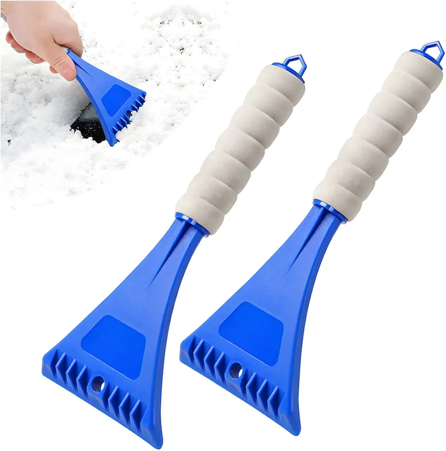 JNNJ Raspador de Hielo 2 Piezas, Rascador de Hielo para Luna de Coche, Accesorios para Coches, Resistente Rasqueta Quita Nieve para Parabrisas de Vehículo, para Quitar la Nieve(Azul)