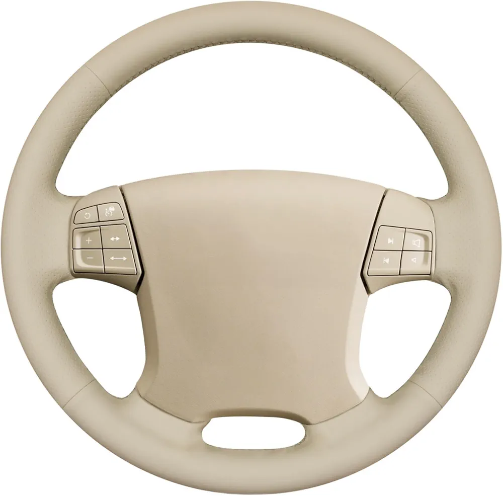 MEWANT Sew - Funda para volante para Volvo S80 2006-2009 XC70 2007-2010 V70 2009 (volante sin madera de melocotón), hecha de piel de microfibra/accesorios para volantes para Volvo S80 XC70 V70