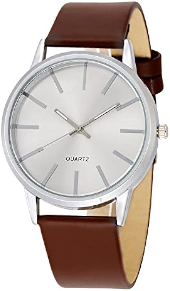 Ziyan Reloj de pulsera para hombre, plano, analógico, de cuarzo, clásico, de acero inoxidable, con correa de piel