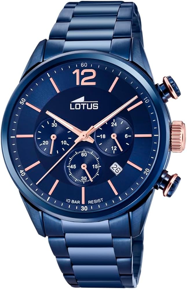 LOTUS Reloj Hombre 18680/2 Chrono Caja de Acero Inoxidable 316l Azul Correa de Acero Inoxidable 316l Azul
