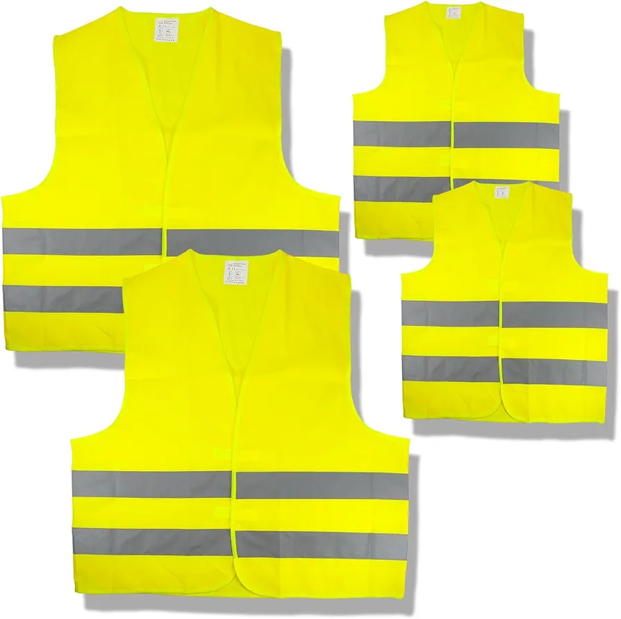 Cartrend 50252 Set familiar de Chalecos de emergencia 4 piezas, 2 x adultos y 2 x chalecos infantiles