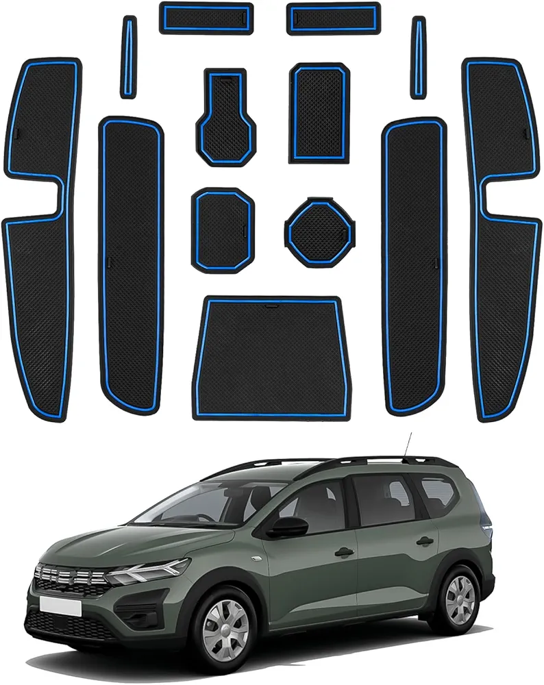 CDEFG Compatible con Dacia Jogger 2021-2024 Hybrid/Extreme, Alfombrillas de Goma Antideslizantes Jogger Hybrid Extreme Reposabrazos Consola Central Portavasos Jogger Hybrid Extreme Accesorios (Azul)