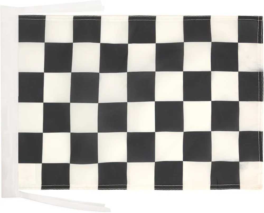 BANDERA A CUADROS NEGROS Y BLANCOS 45x30cm - BANDERINA DE CARRERAS AUTOMOVILES - NEGRO Y BLANCO 30 x 45 cm cordeles - AZ FLAG
