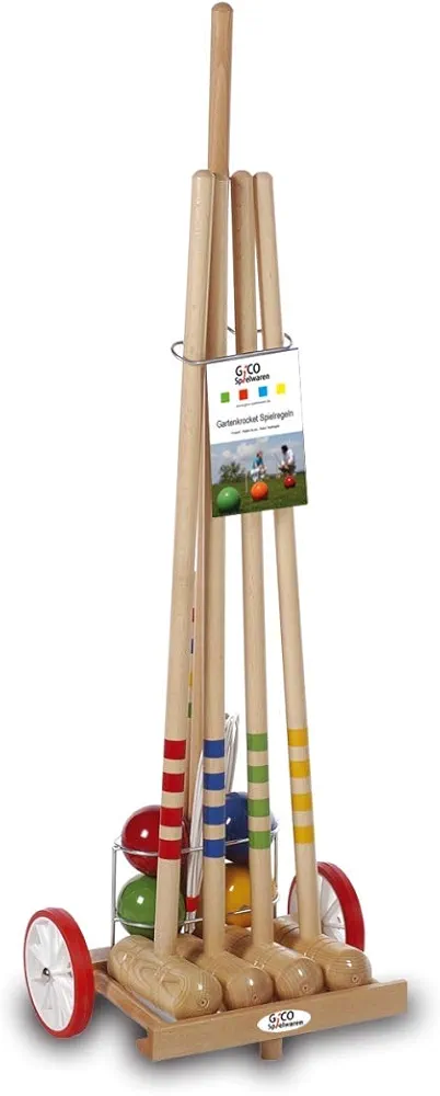GICO Juego de Croquet Divertido Juego para el Aire Libre o el jardín para niños y Adultos, con componentes de Calidad Fabricados en Madera Maciza.3110