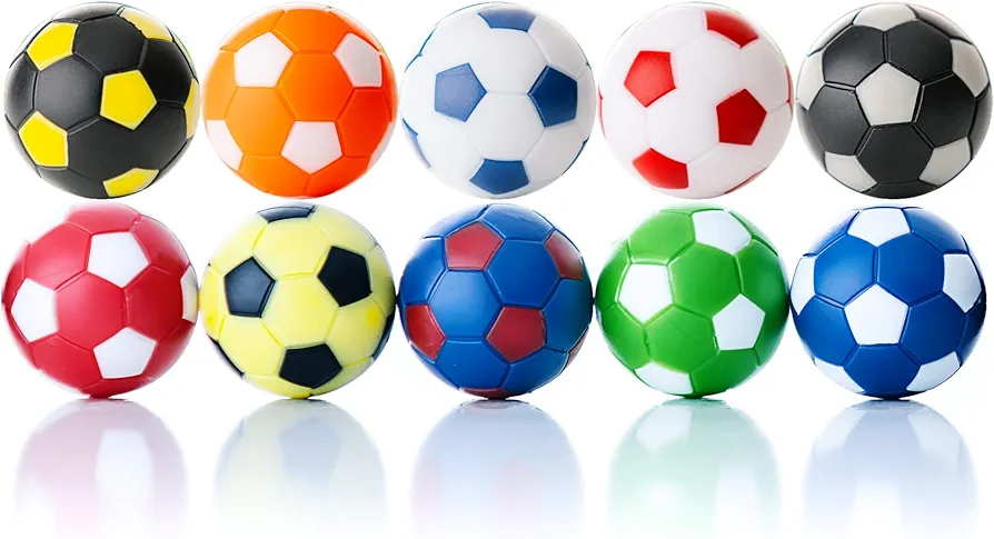 Robertson Winspeed - Juego de 10 pelotas de futbolín, 35 mm, 10 combinaciones de colores, resistentes a la abrasión y duraderas, para futbolín y futbolín