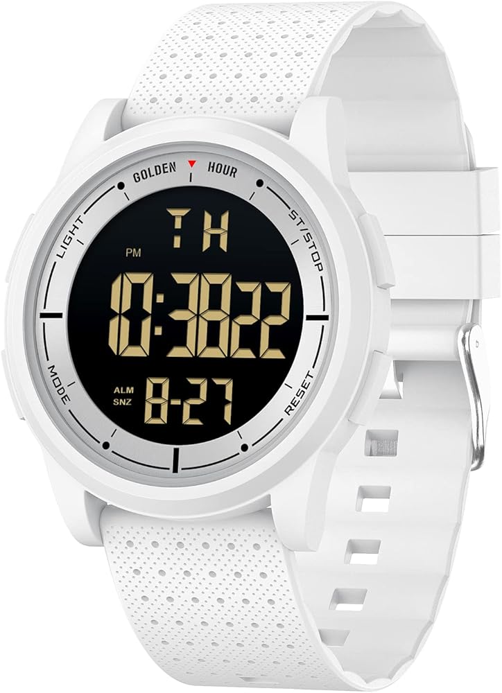 Affute Reloj Hombre y Mujere Minimalista Deporte 5ATM Natación Digital Reloj de Pulsera a Prueba de Agua, Ultra Delgado de Gran Angular de Pantalla de Caucho Correa de Reloj de Pulsera