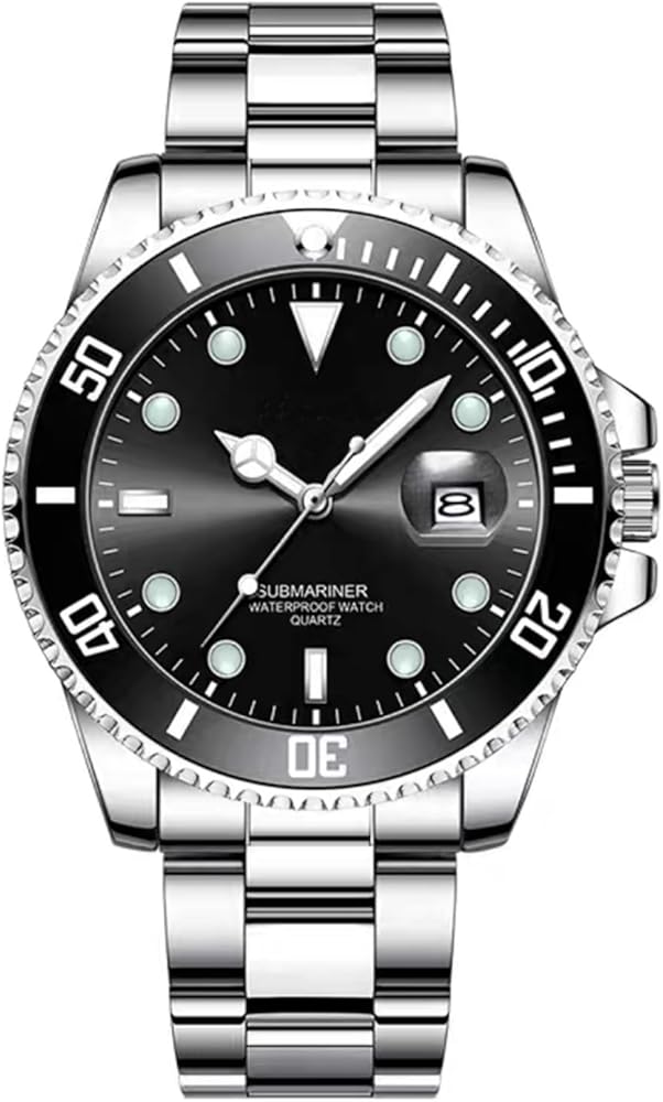 iFCOW Reloj para hombre, resistente al agua, multifunción, de acero inoxidable, cronógrafo, reloj de pulsera de lujo para hombre