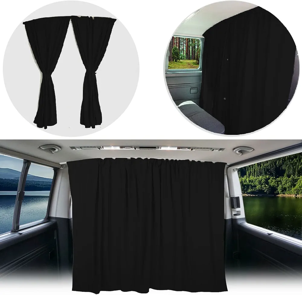 BREMER SITZBEZÜGE Separación de Cabina del Conductor, protección Solar, Cortina Compatible con VW Crafter Gen. 2 a Partir de 2017, Color Negro, Accesorios para Camping