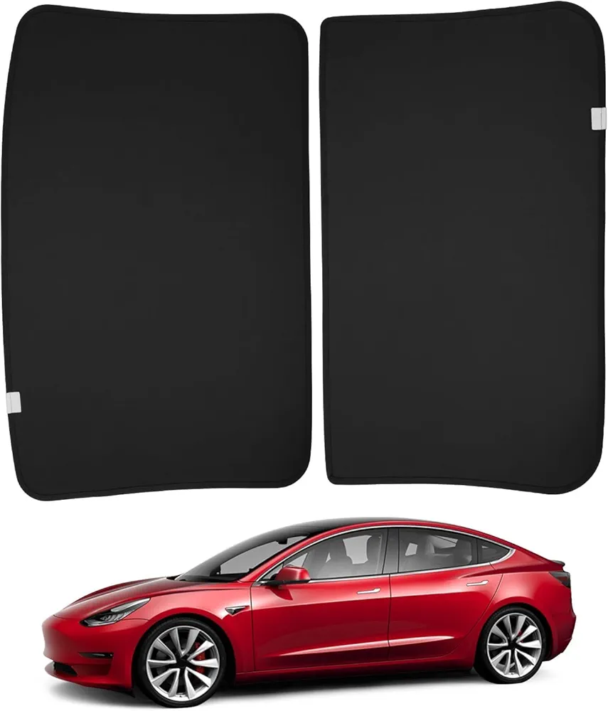 BASENOR Tesla Model 3 Parasol Delantero y Trasero Techo de Vidrio Parasoles con Tragaluz Cubiertas Reflectantes Juego de 4 Modelo 3 2017-2020