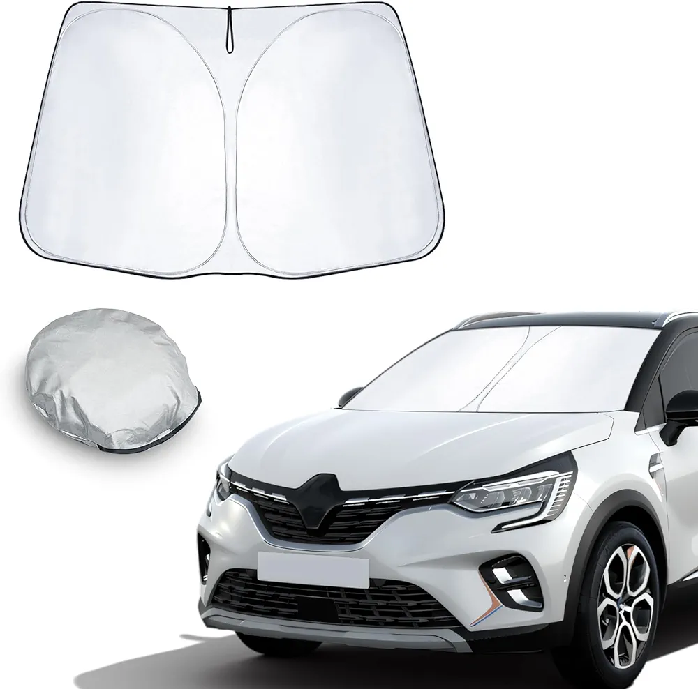 CDEFG Compatible con Renault Captur 2 2013-2023 2024 E-Tech Hybrid RS Line Parasol Cubiertas para Parabrisas Delantero Parasol Parabrisas Coche Parasol Accesorios