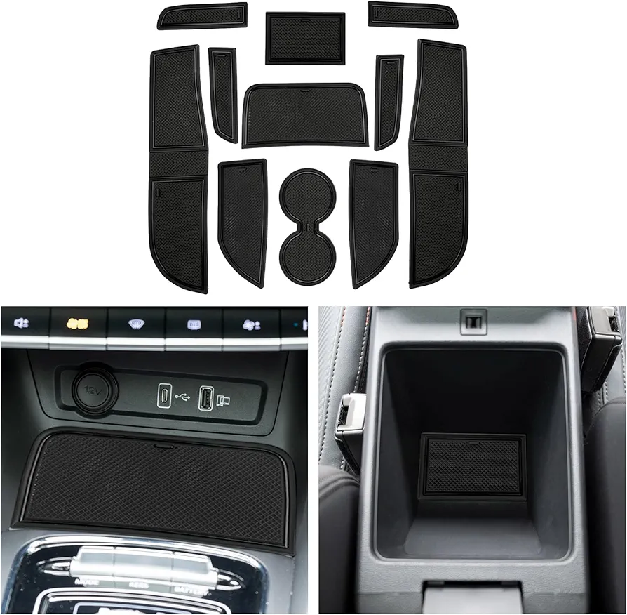 CDEFG Compatible con MG ZS EV 2023 2024 2022 Facelift Alfombrillas de Goma Antideslizantes Reposabrazos Consola Central Portavasos ZS EV Accesorios (Negro)