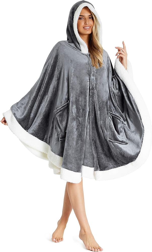 CityComfort Manta Sudadera Mujer con Capucha, Poncho Manta, Sudadera Mujer Invierno, Regalos para Mujer y Chica Adolescente Talla Unica