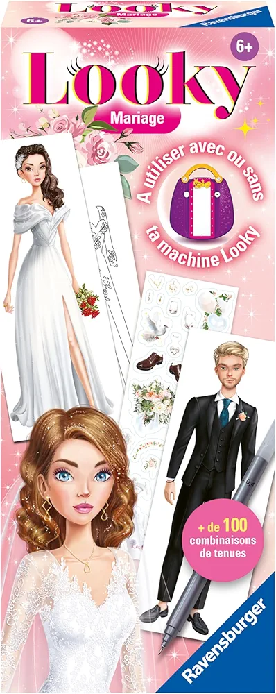 Ravensburger–Looky Boda–Se Utiliza Solo o con la máquina Looky–Modelo Mujer y Hombre– Ocio Creativo, diseño de Moda, estilismo, Actividad Relajante y Creativa, a Partir de 6 años–23873–versión