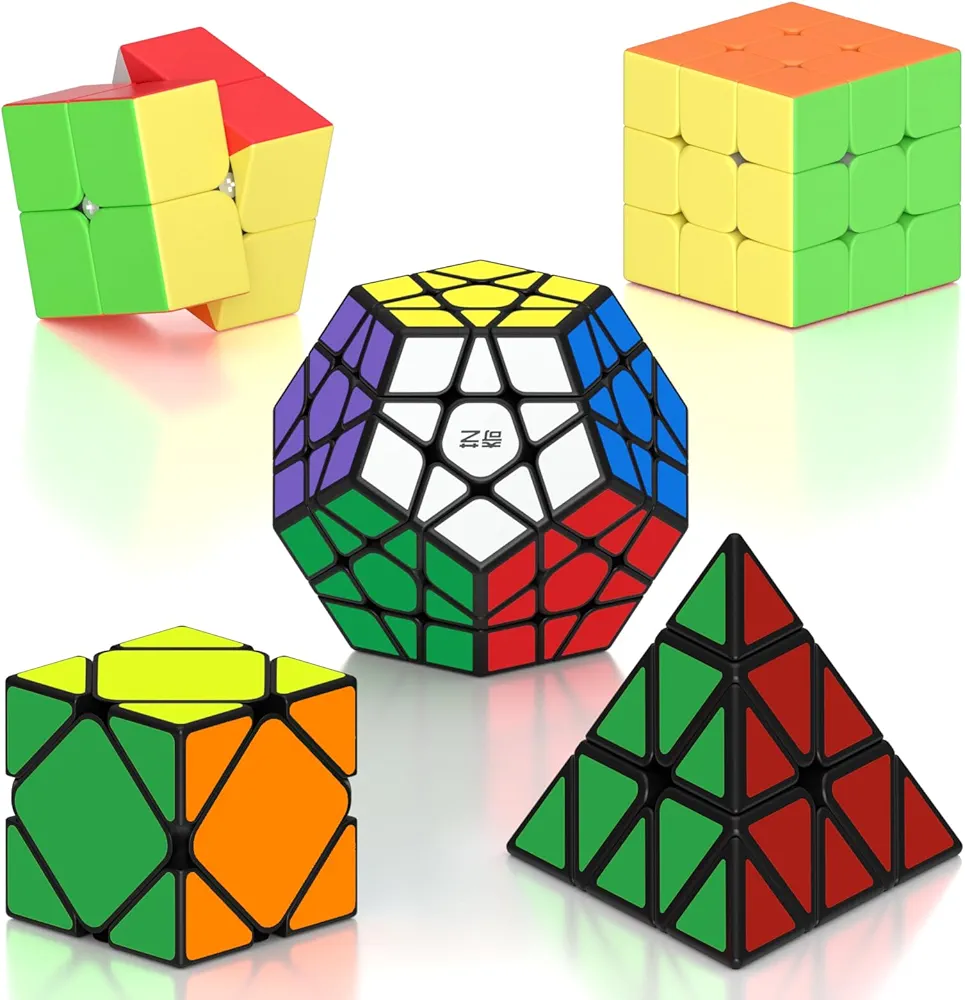 ROXENDA Cubos de Velocidad, Speed Cube Set de 2x2 3x3 Pirámide Dodecaedro Skew Cube, Torneado Fácil y Juego Suave Magic Cube Colección de Rompecabezas