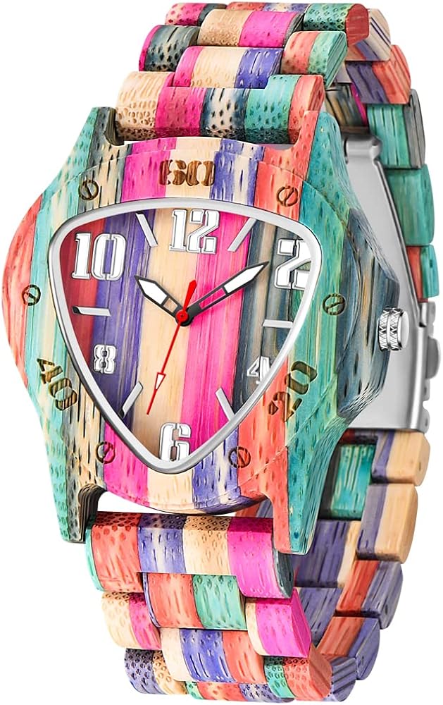 Tiong Reloj Madera Hombre Natural De Madera del Reloj Cuarzo Japonés Relojes Único Texturas Reloj de Madera Colorido Unisex