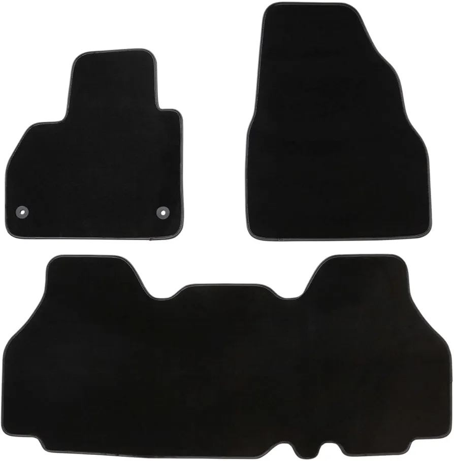 DBS 1764138 Alfombrillas de coche - A medida - Alfombrillas para coche - 3 uds. - Antideslizante - Moqueta en negro 1000 g/m² - Aspecto terciopelo - Modelo Luxe