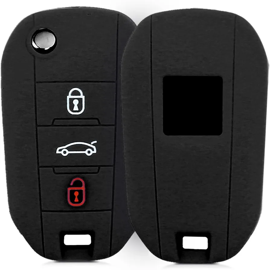 kwmobile Funda Compatible con Peugeot Citroen Llave de Coche Plegable de 3 Botones - Carcasa Protectora de Silicona para Llave de Coche - Case en Negro