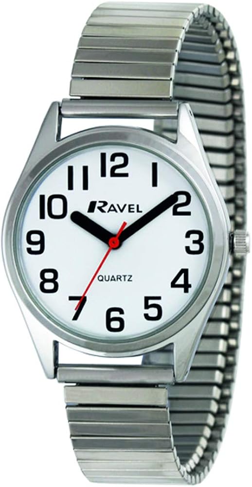 Ravel - Reloj Unisex Pulsera de Acero Inoxidable con Grandes Números y Agujas - Cuarzo Analógico - R0225
