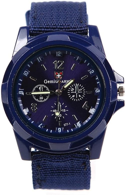 Josenidny Estilo Deporte Banda de Lona Reloj de Pulsera de Cuarzo Azul Oscuro