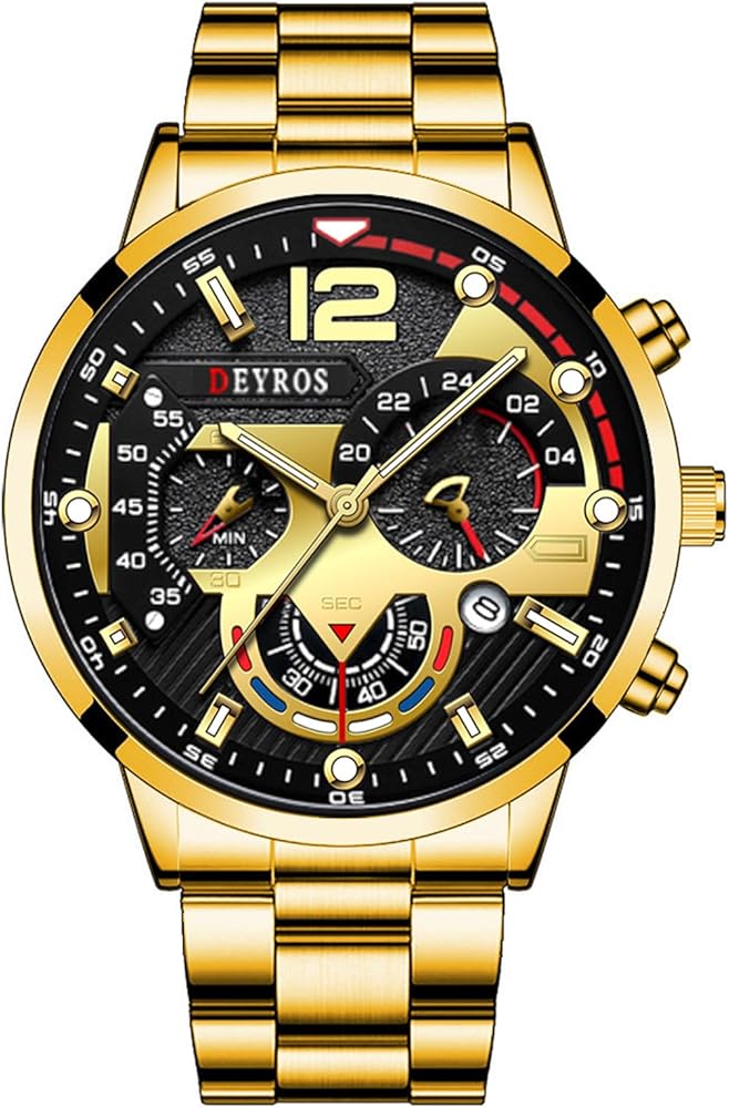 OIDEA Relojes Analógico Redondo Hombre: Reloj de Cuarzo Empresa con Decoración de Tres Ojos para Caballero Correa de Aleación Luminoso Extraíble - para Ocio Negocios Regalos