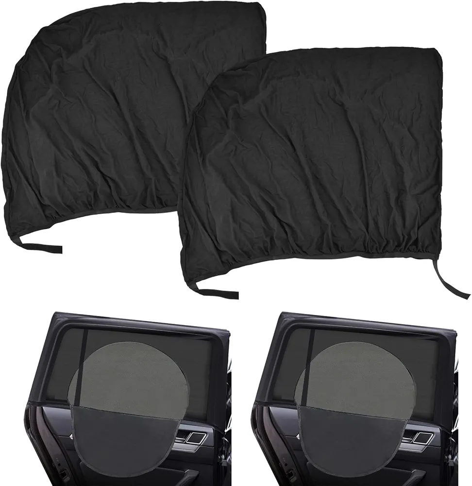 CODIRATO 2 PCS Parasol Coche Lateral, Parasol Coche para Ventana Lateral Trasera, Mosquitera para Coche de Doble Tejido, Parasol Coche Infantil Lateral para contra Rayos UV Privacidad Protección