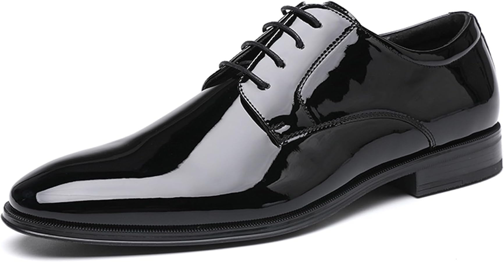 DECARSDZ Mens Classic Formal Oxford Lace-up Faux Patent Leather Shoe for Men Business Wedding Suit Tuxedo Dress Shoes