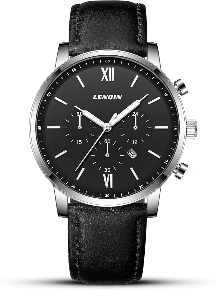 LN LENQIN Reloj Hombre Relojes Analógicos Cuarzo para Hombres Reloj Acuatico Hombre Luminosa Reloj de Pulsera Minimalista Reloj Clasico para Hombre con Fecha y Correa de Piel