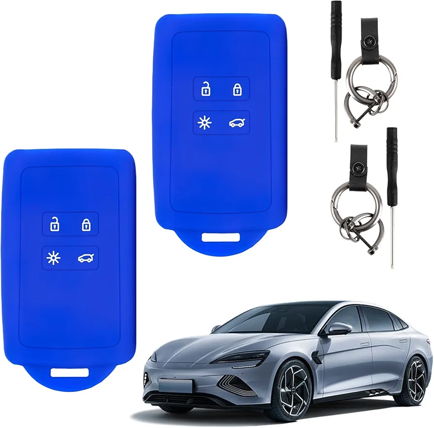 2 Piezas Funda de Silicona para Llaves de Coche - Protección Superior - Compatible con Smart Key - Impermeable y Antiarañazos - para Modelos Clio, Espace 5, Master Bus, Talisman (Azul)