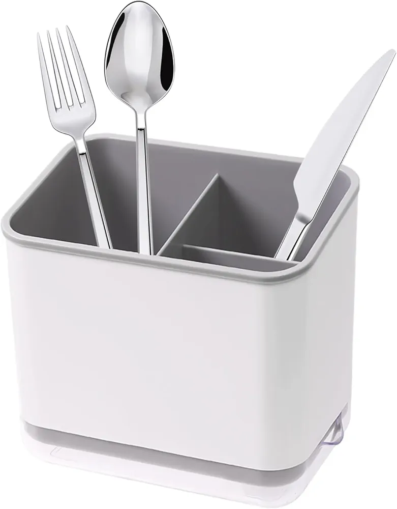 SLEEKEE 1 unidad de almacenamiento de plástico para fregadero de cocina, estante de almacenamiento con bandeja de drenaje, organizador ordenado, adecuado para cocina, baño