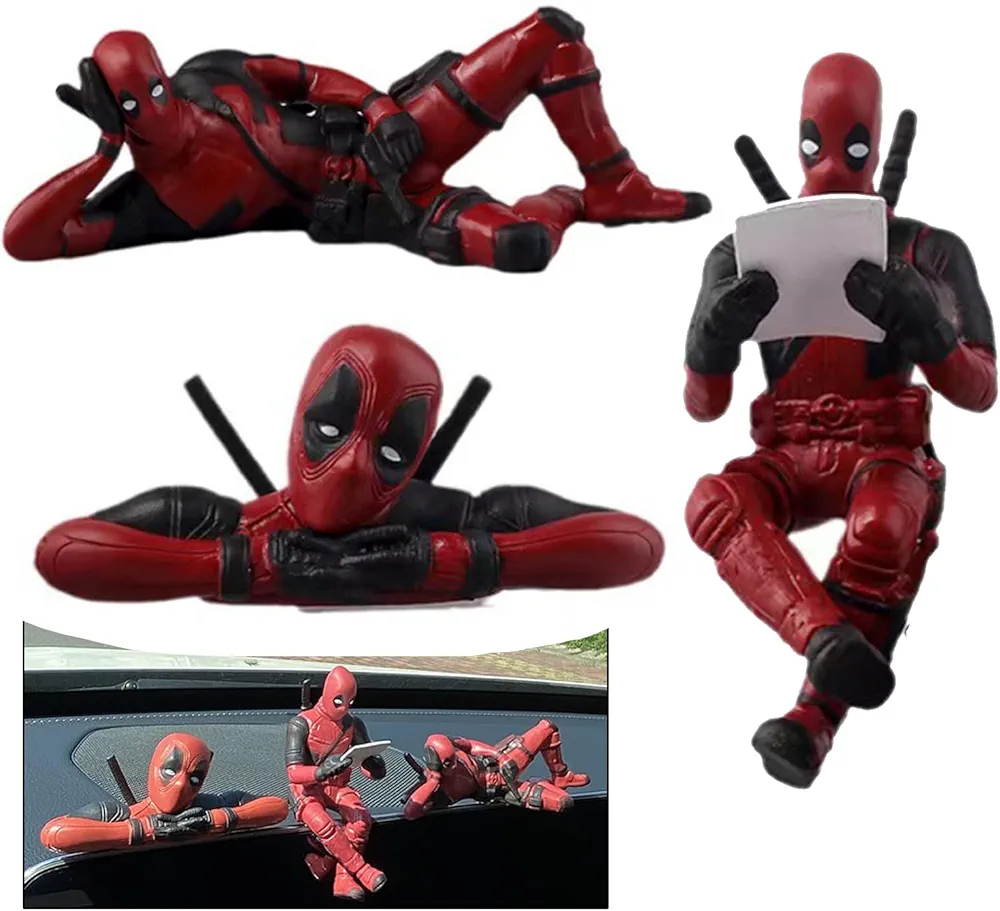 mohito 3 Piezas Figuras clásicas de Anime Modelo,Accesorios de Coche Deadpool,Adorno Colgante de Coch,para la decoración de la Tarta de la Consola Central de los retrovisores Interiores del Coche