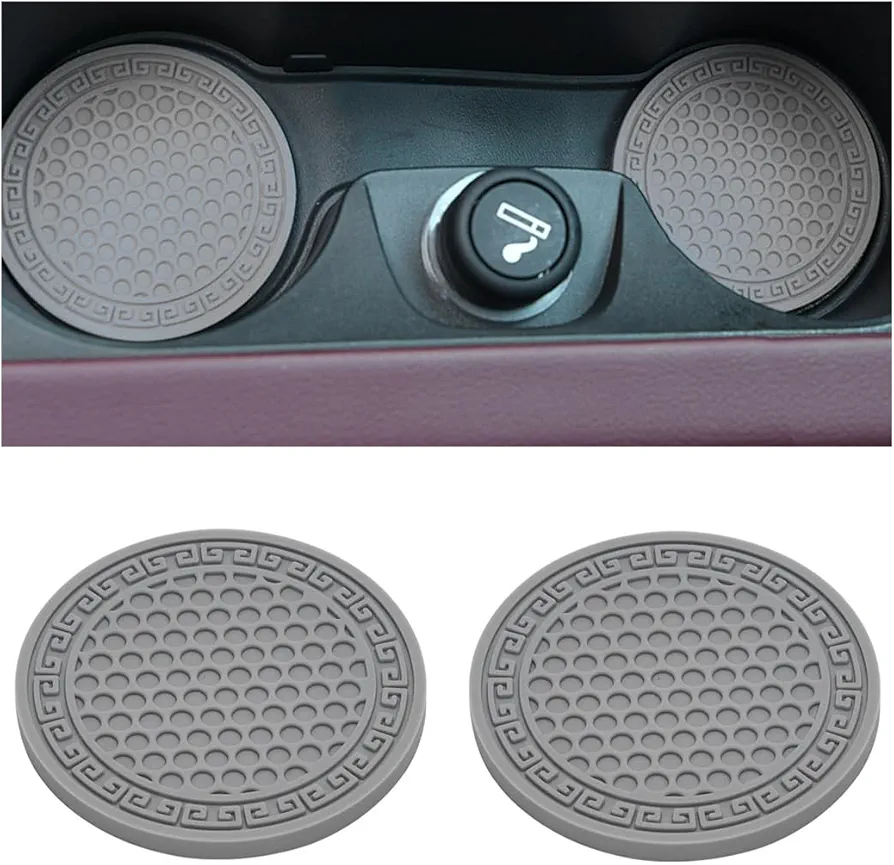 JNNJ 2 Piezas Posavasos Coche Antideslizante De Silicona, Antideslizante Portavasos para Automóvil Accesorios para El Interior del Vehículo, Coche PVC Titular La Taza Silicona Posavasos(Gris)