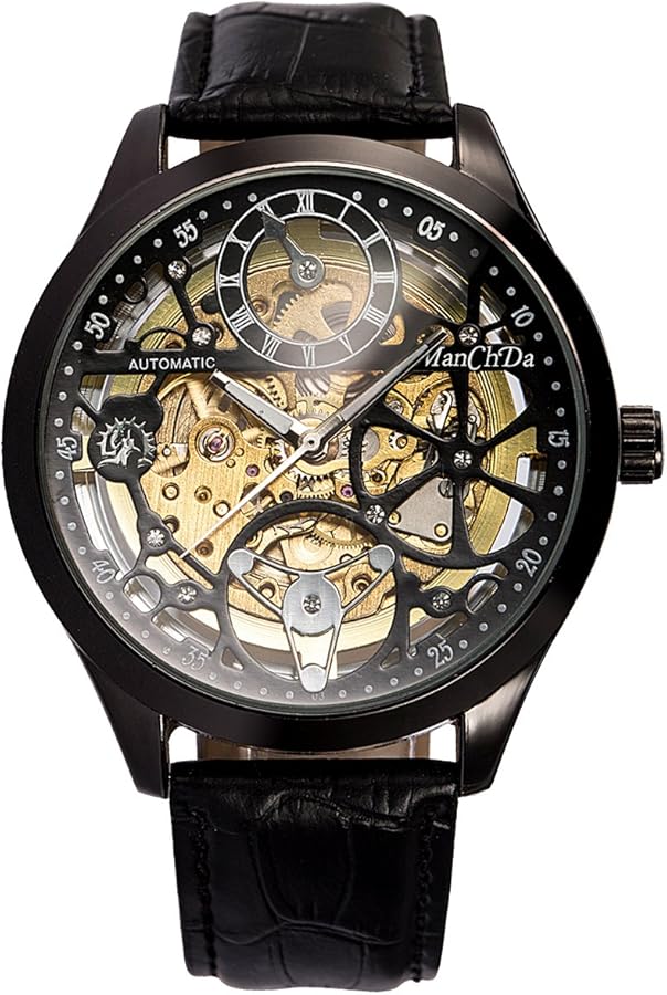 ManChDa Relojes para hombre reloj mecánico automático de moda casual caballeros vestido de negocios esqueleto reloj de pulsera para hombres