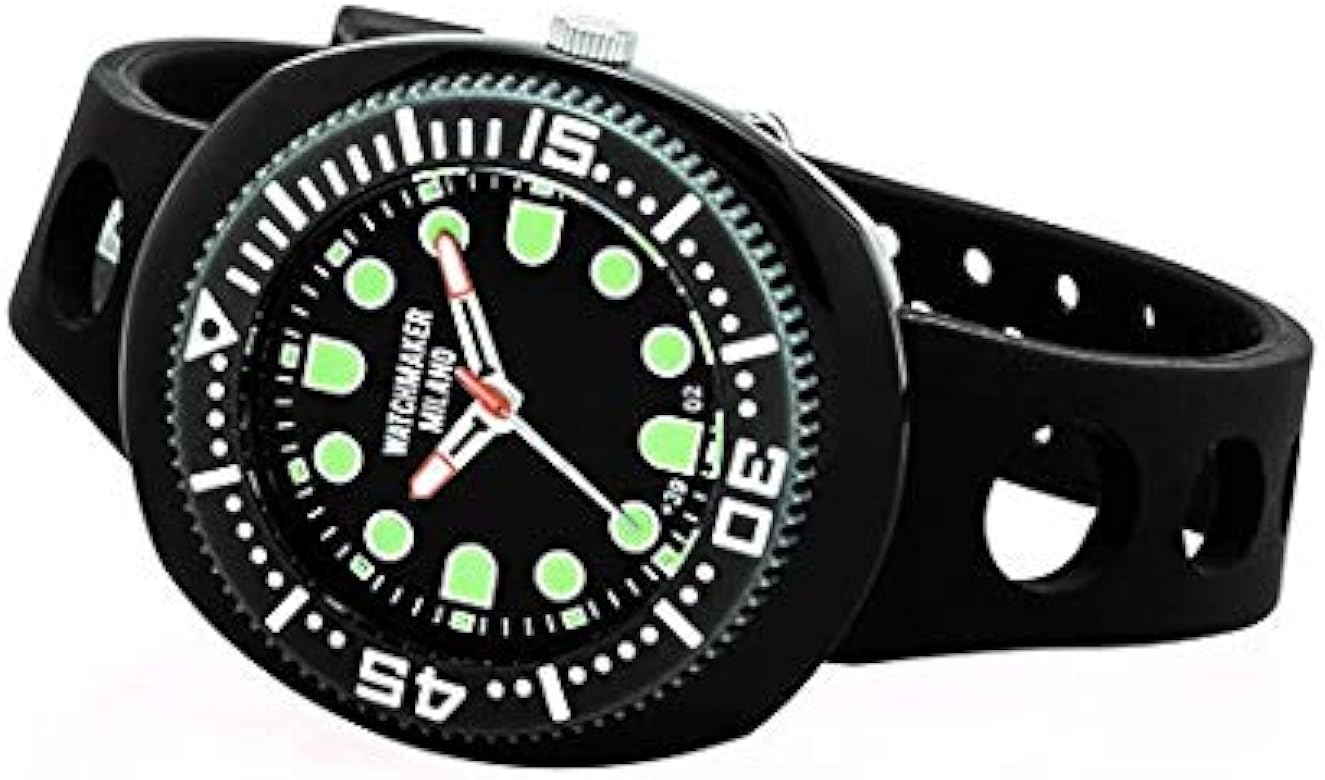 Watchmaker Milano Sub - Reloj de pulsera para hombre Submariner vintage de cuarzo de los años 70 (negro), Vintage