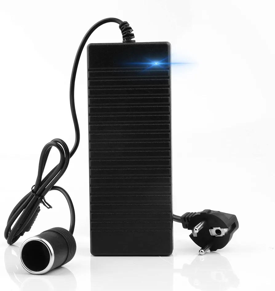 Adaptador de Corriente para automóvil Delamiya, convertidor de Voltaje de 230 V a 12 V, Adaptador de 12 V 10 A con Encendedor de Cigarrillos a Enchufe, convertidor de Voltaje AC-DC (120W)