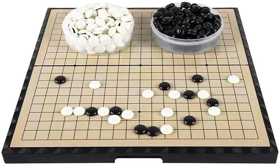 LIANTIAN Tablero de Go, Juego de Go magnético Grande, Material de PVC con Piezas de ajedrez de plástico, Weiqi Chino Plegable para competiciones, Ocio y Entretenimiento(Yellow+Black,Type E)