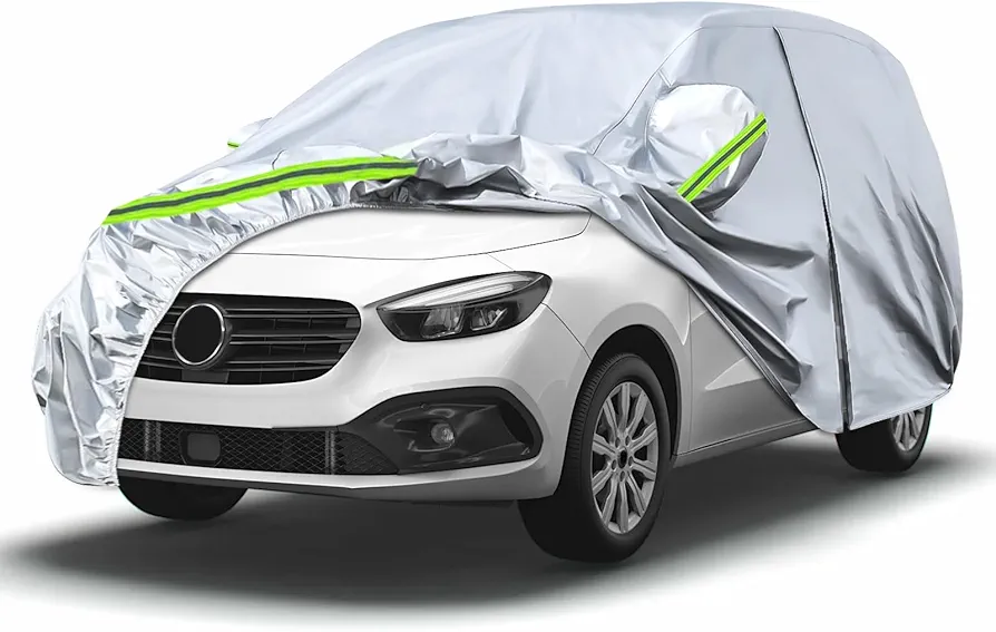 Cubierta del Automóvil Compatible con Mercedes-Benz Citan W415 (Extra Long/Traveliner) 2012-2021, Completo Impermeable Garaje Reflectantes Compatible con Renault Kangoo (Maxi) 2007-2021, Plata