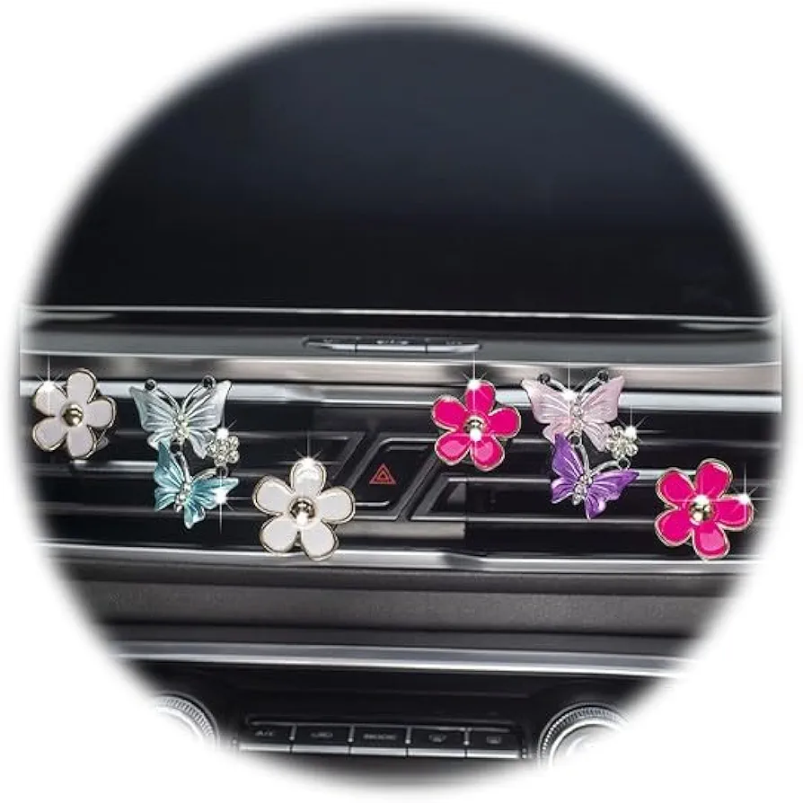 Clip Difusor de Margarita, Air Freshener Kit，Clips florales de ventilación para automóviles, accesorios de decoración de automóviles, ambientador de automóviles，6pcs