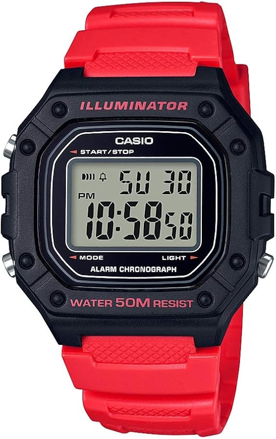 Casio W-218H-1AVCF Reloj clásico de cuarzo negro con pantalla digital para hombre