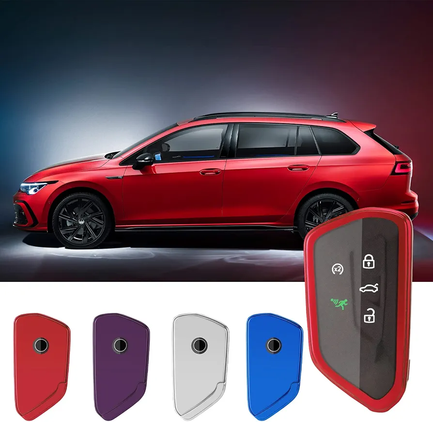 CDEFG Funda para Llave de Coche Golf 8 Seat Leon 4 Ateca Tarraco Octavia 4 ID3 ID4 TPU Botones Carcasa Protectora para Mando Smart Funda para Llaves Accesorios (Rojo)