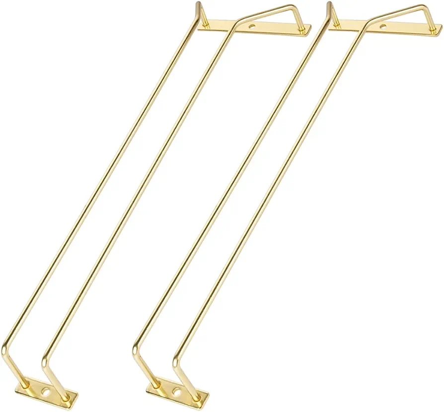 Dianoo Soporte dorado para copas de vino de 40,5 cm, estante para copas de vino, estante para copas de vino, soporte colgante para barra de cocina, 2 filas individuales